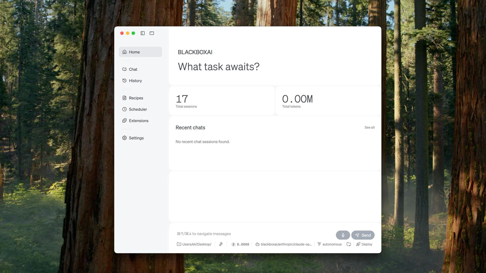 BLACKBOX AI Desktop Interface